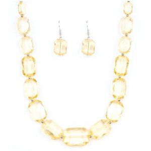 ICE Versa Yellow Acrylic Necklace Earrings Jewelry